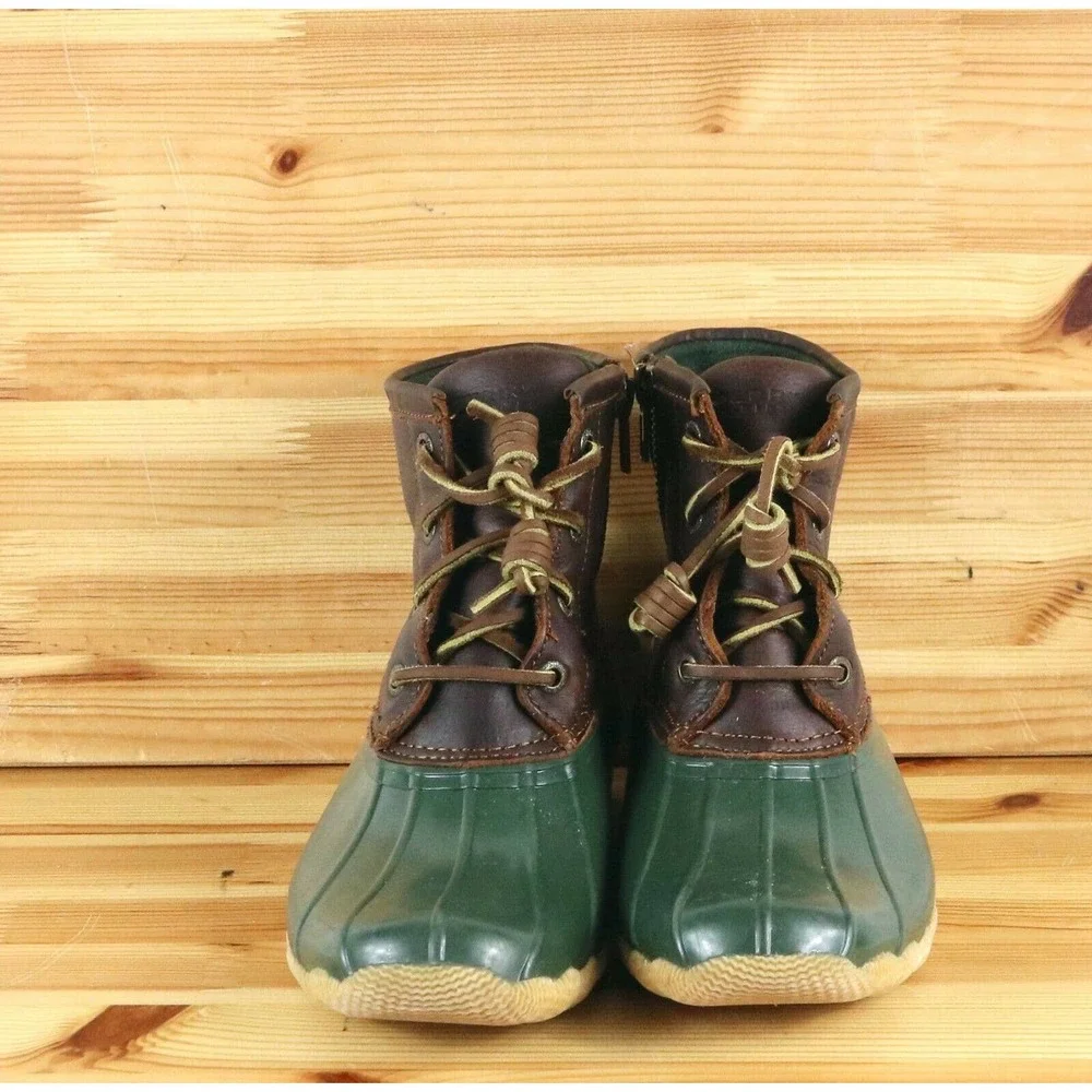 Sperry Top-Sider Women’s Leather Waterproof Saltwater Duck Boots Green Lined 5